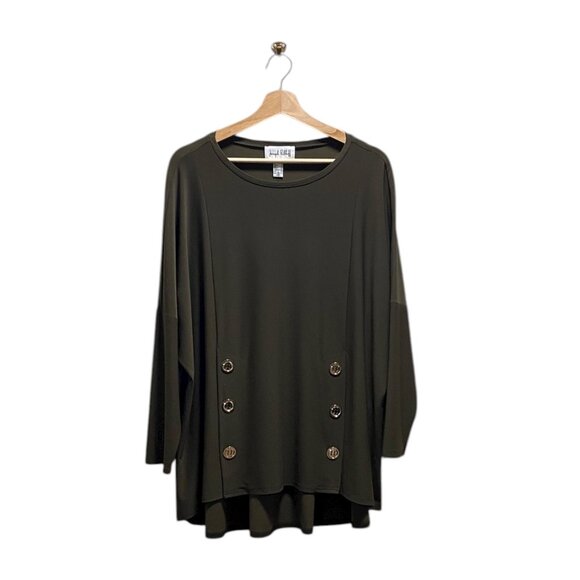 Joseph Ribkoff Swing Jersey Knit Blouse Safari Green Size 14 NWT - Picture 3 of 16